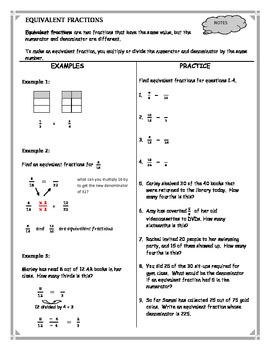 equivalent fractions review worksheet by kathy hall tpt