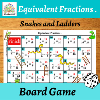 Preview of Equivalent Fractions Snakes and Ladders Board Game