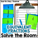 Equivalent Fractions Solve the Room - Earth Day Theme - Fr
