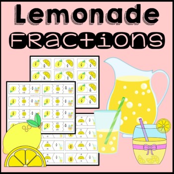 Preview of Equivalent Fractions Summer Lemonade Matching Cards End of the Year Game