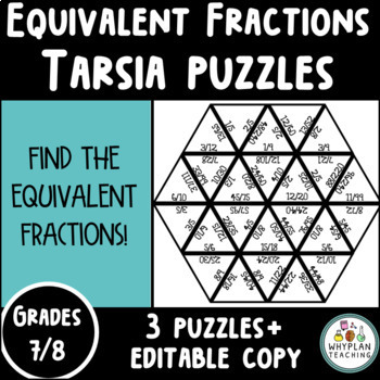 Preview of Equivalent Fractions Tarsia Puzzles (3), Editable Copy Included