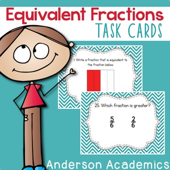 Preview of Equivalent Fractions Task Cards {3.NF.3}