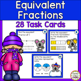 Equivalent Fractions Task Cards Winter Themed