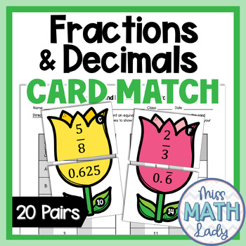 Preview of Equivalent Fractions, Terminating & Repeating Decimals Card Matching Activity