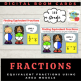 Equivalent Fractions Using Area Models-Boom Cards- Distanc