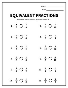 Equivalent Fractions Worksheet by Fulfilled by Fourth | TPT