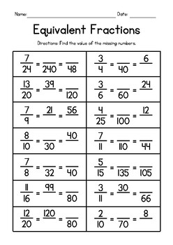 Preview of Equivalent Fractions Worksheet FREEBIE
