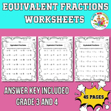 Equivalent Fractions Worksheets 3 and 4 Grade Math Find Mi