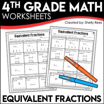 Preview of Equivalent Fractions Worksheets 4th Grade Math 
