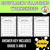 Equivalent Fractions Worksheets 5 and 6 Grade Math Find Mi