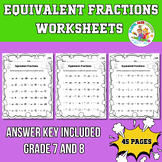 Equivalent Fractions Worksheets 7 and 8 Grade Math Find Mi
