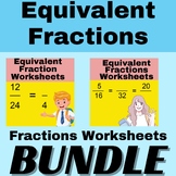 Equivalent Fractions Worksheets Bundle ,  Numerators and D