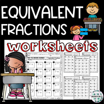 Preview of Equivalent Fractions Worksheets: Find the missing number