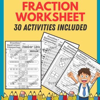 Preview of Equivalent Fractions Worksheets and Comparing Fractions on the Number Line