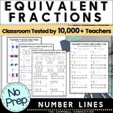 Equivalent Fractions Worksheet on a Number Line | 3rd Grade