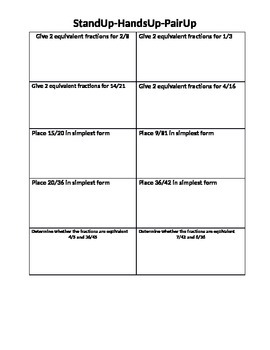 Preview of Equivalent Fractions activity cards