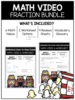 Preview of 4.NF.1 - 2: Equivalent Fractions Math Video and Worksheet BUNDLE