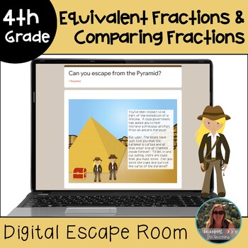 Preview of Equivalent Fractions and Comparing Fractions Digital Escape Room Activity 4th Gr