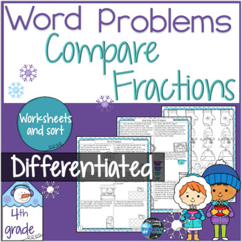 Preview of Equivalent Fractions and Comparing Fractions Word Problem Worksheets 4th Grade
