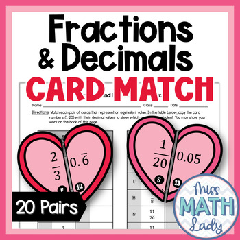 Preview of Equivalent Fractions, Terminating and Repeating Decimals Card Match Activity