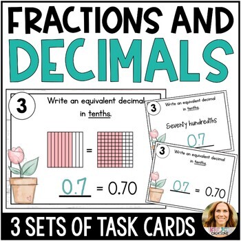 Fractions and Decimals Work Mats with Tenths and Hundredths - 4th Grade Math