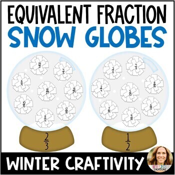 Preview of Equivalent Fractions and Simplest Form Winter Themed Sort and Craft - 4th Grade