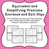 Equivalent Fractions and Simplifying Fractions Entrance an