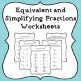 Equivalent Fractions and Simplifying Fractions Worksheet Set 