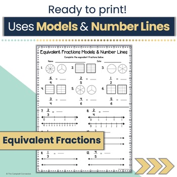 equivalent fractions worksheets on a number line freebie distance learning