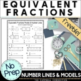 Equivalent Fractions Worksheets on a Number Line FREEBIE |