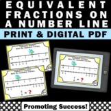 Equivalent Fractions on a Number Line Task Cards 3rd Grade