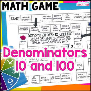 Preview of Equivalent Fractions using Denominators 10 and 100 - Fractions Game