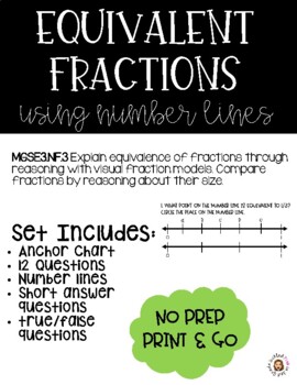 Preview of Equivalent Fractions with Number Lines