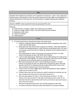 Preview of Equivalent Fractions with Unifix Cubes