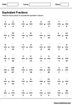 Preview of Equivalent Fractions worksheet