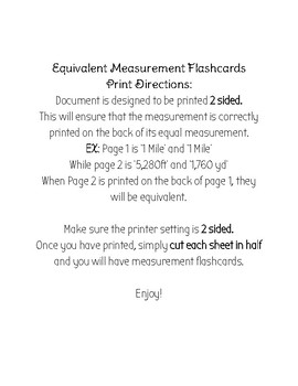 Preview of Equivalent Measurement Flashcards
