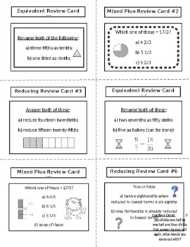 Preview of Equivalent Mixed Reducing REVIEW CARDS WITH Lesson Plan (30 cards WITH Lesson)