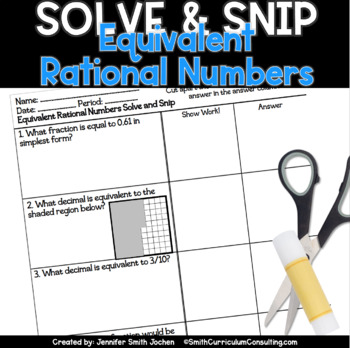 Preview of Equivalent Rational Numbers Solve and Snip® Interactive Word Problems