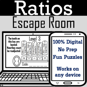 Preview of Equivalent Ratios Activity: Digital Escape Room (Virtual Math Breakout Game)