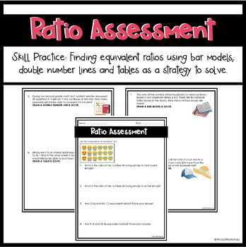 Preview of Ratios Math Assessment, Test or Quiz - Tape Diagram, Table & Double Number Line