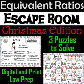 Preview of Equivalent Ratios Game: Escape Room Christmas Math Activity