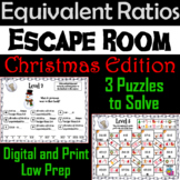 Equivalent Ratios Game: Escape Room Christmas Math Activity