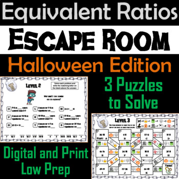 Preview of Equivalent Ratios Game: Escape Room Halloween Math Activity
