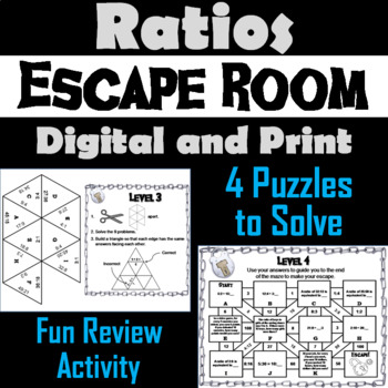 Preview of Equivalent Ratios Activity: Escape Room Math Review Breakout Game