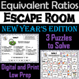 Equivalent Ratios Game: Escape Room New Year's Math Activity