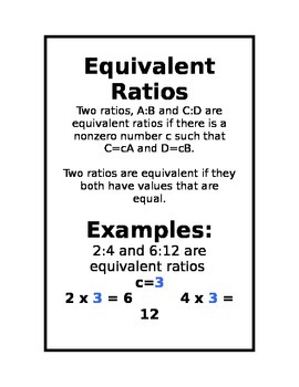Preview of Equivalent Ratios Poster