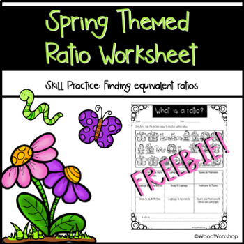Preview of Equivalent Ratios Math Worksheet with Answer Key - Spring Themed FREEBIE