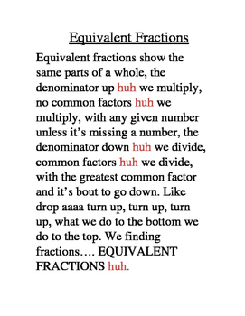 Preview of Equivalent fractions Song