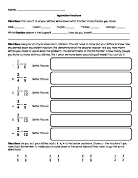 Equivalent fractions with skittles by TeachKPD | TpT