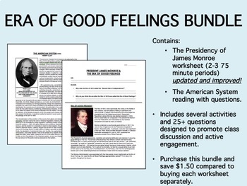 Era of Good Feelings Bundle - US History/APUSH by Epic History Worksheets